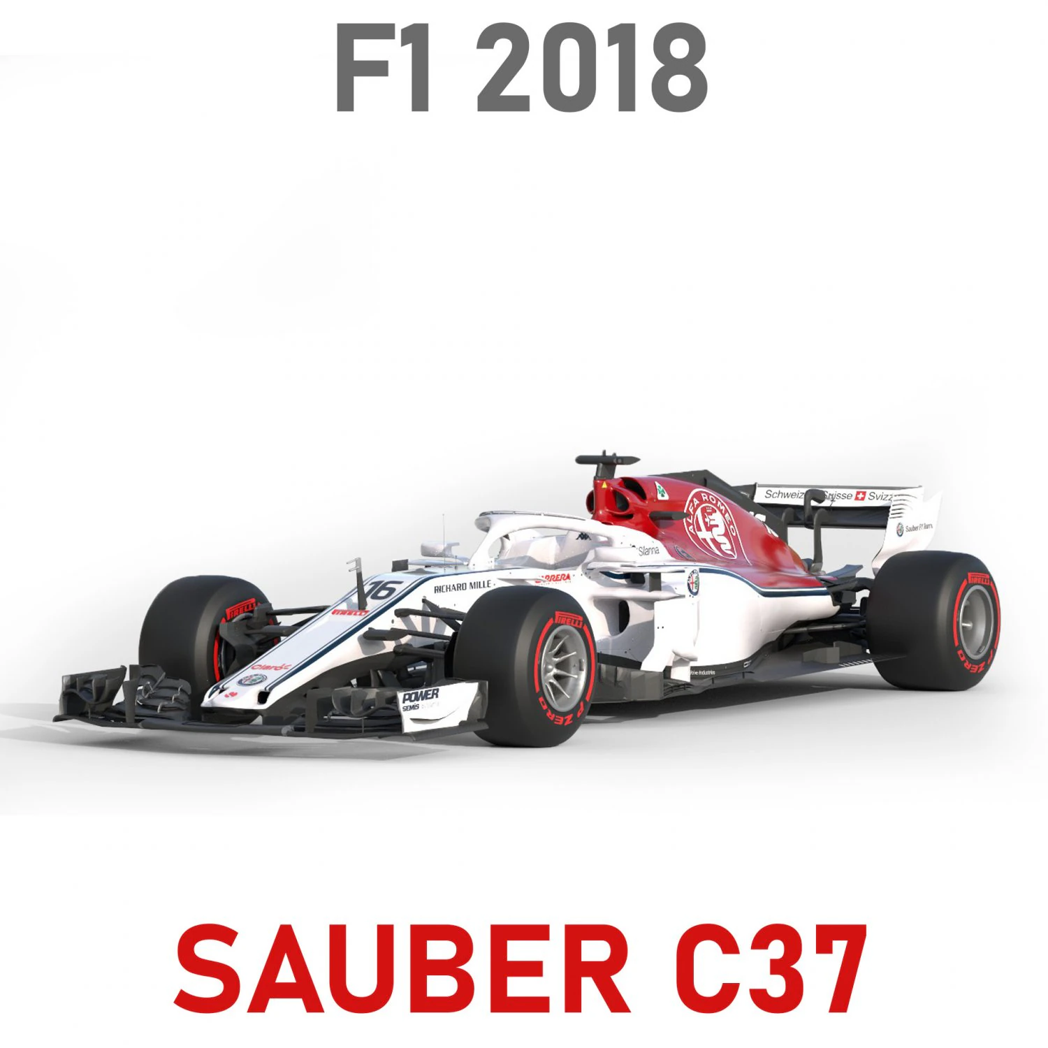 F1 Sauber C37 2018 3D Model .c4d .max .obj .3ds .fbx .stl .blend 