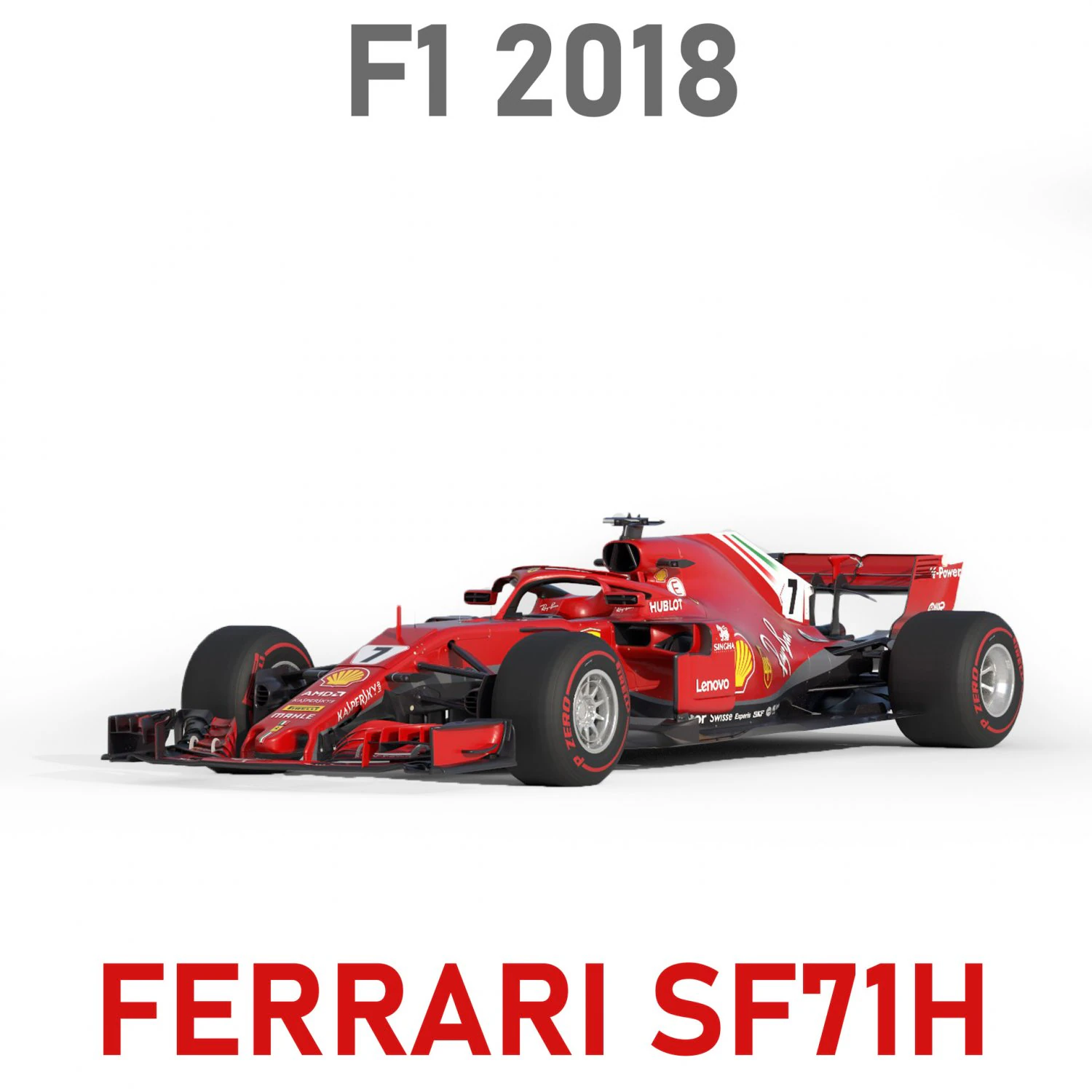 F1 Scuderia Ferari SF71H 2018 3D Model .c4d .max .obj .3ds .fbx .stl .blend 