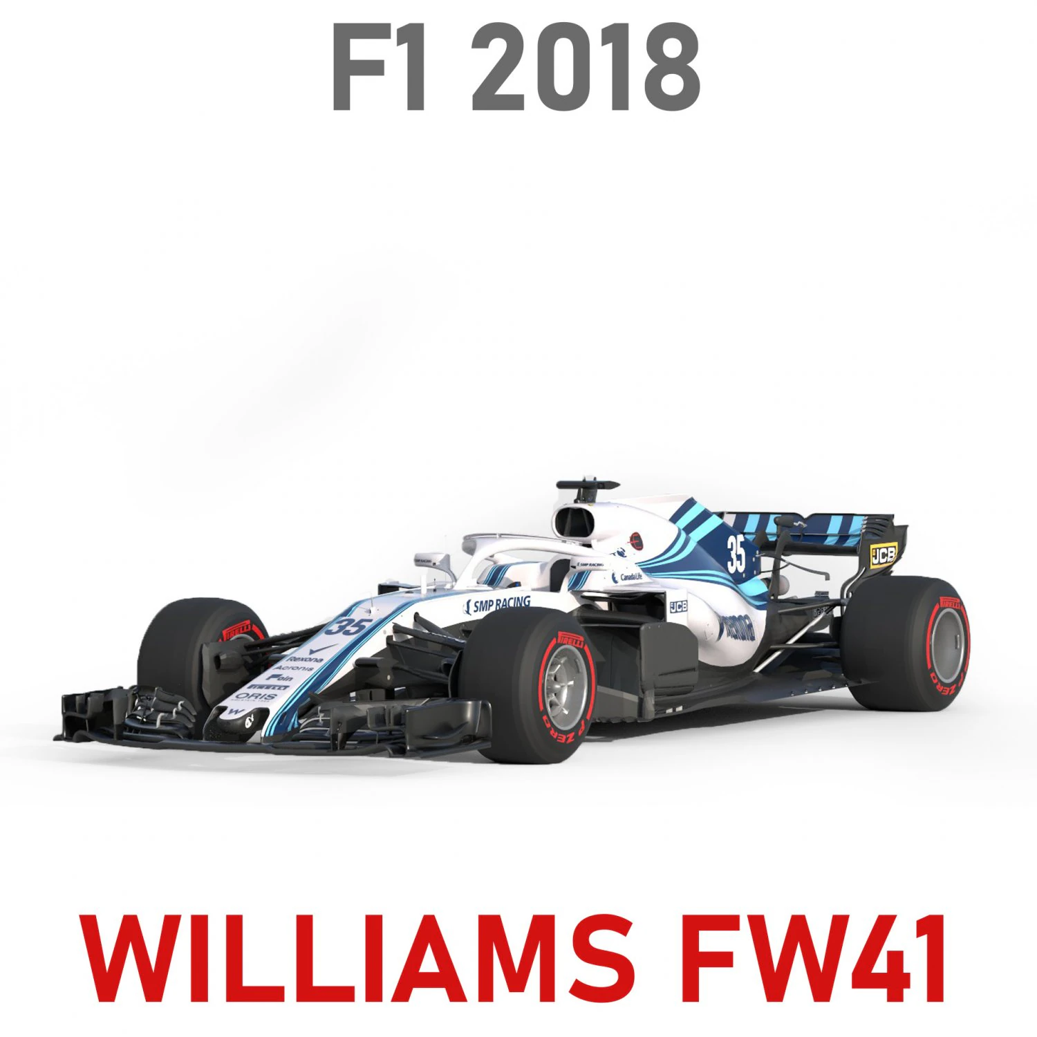 F1 williams fw41 2018 3D Model .c4d .max .obj .3ds .fbx .stl .blend 