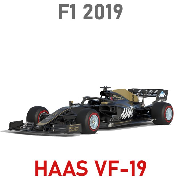 F1 haas 2019 3D Model .c4d .max .obj .3ds .fbx .stl .blend 