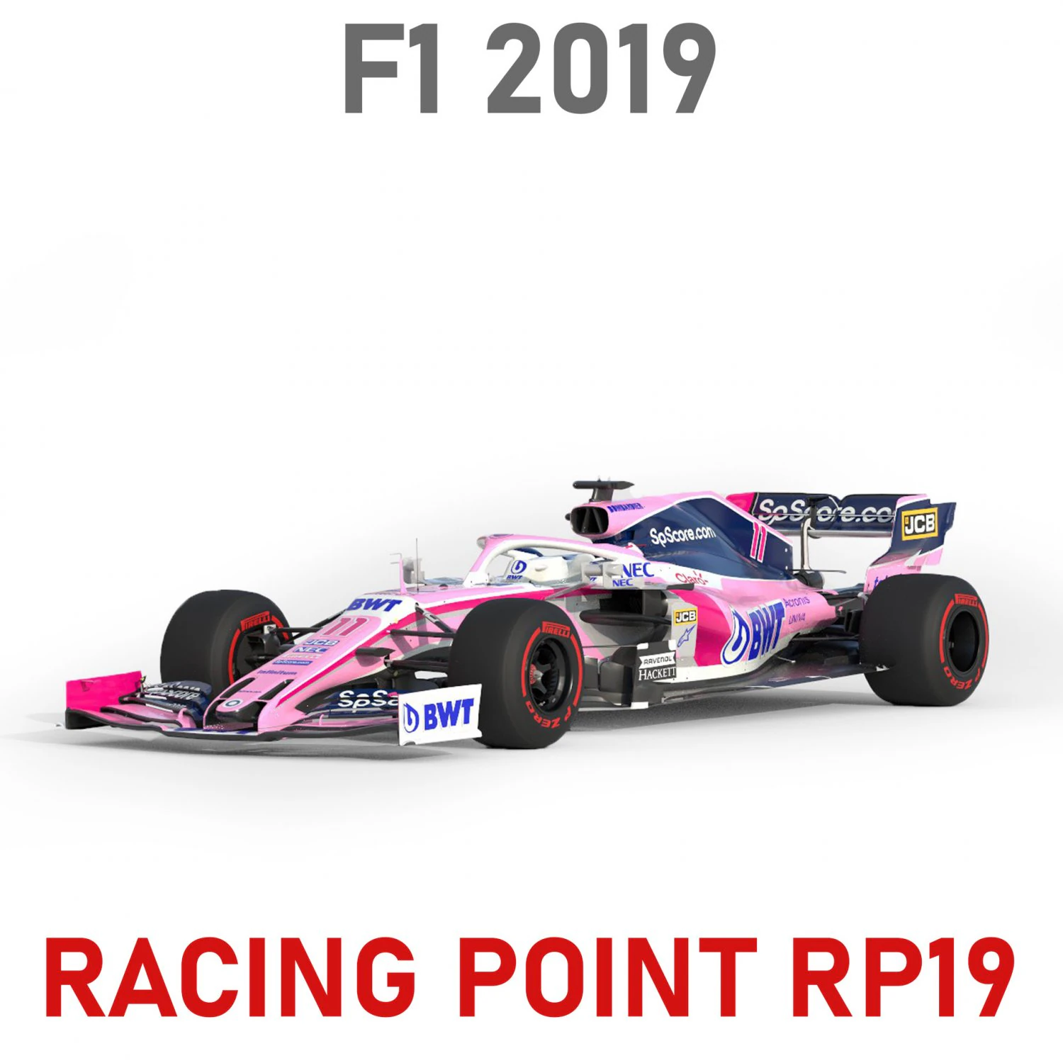 F1 racing point rp19 2019 3D Model .c4d .max .obj .3ds .fbx .stl .blend 