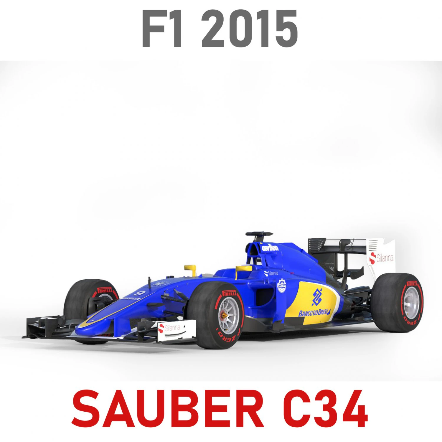 Sauber C34 2015 f1 3D Model .c4d .max .obj .3ds .fbx .stl .blend 