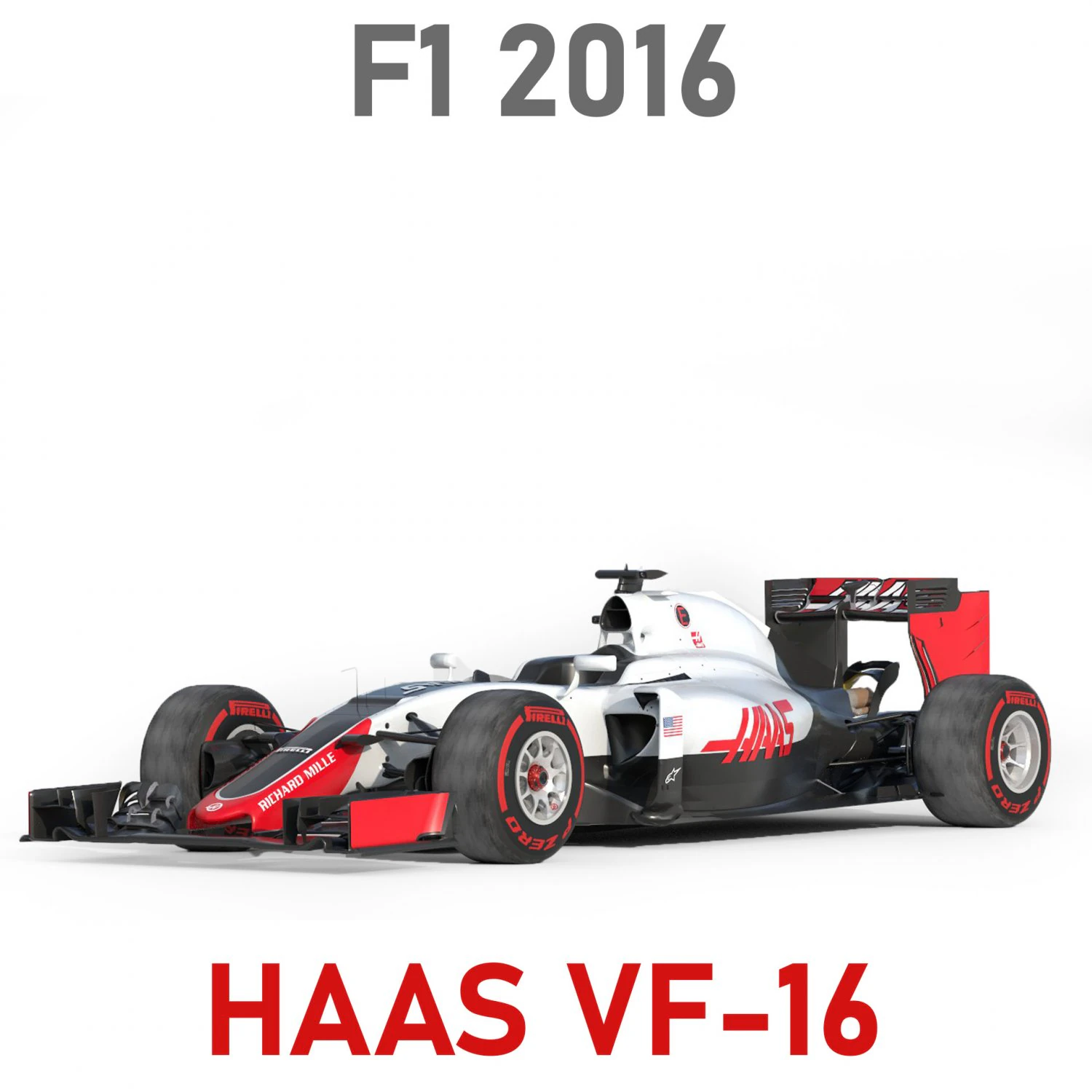 Haas VF-16 f1 2016 3D Model .c4d .max .obj .3ds .fbx .stl .blend 