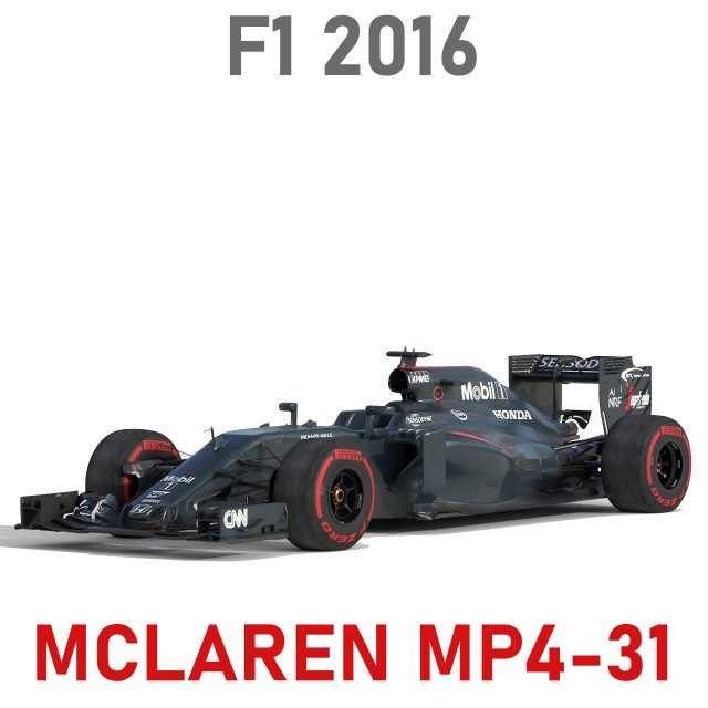 Mclaren MP4-31 2016 3D Model .c4d .max .obj .3ds .fbx .stl .blend