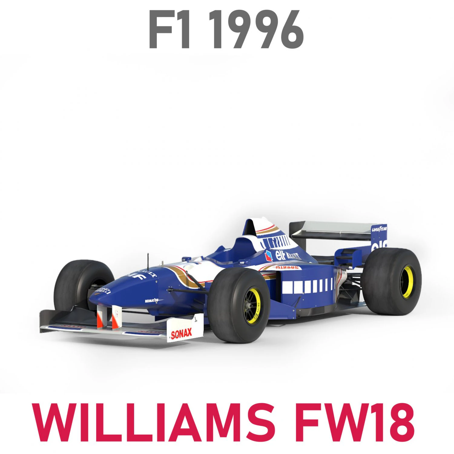F1 williams fw18 1996 3D Model .c4d .max .obj .3ds .fbx .stl .blend 
