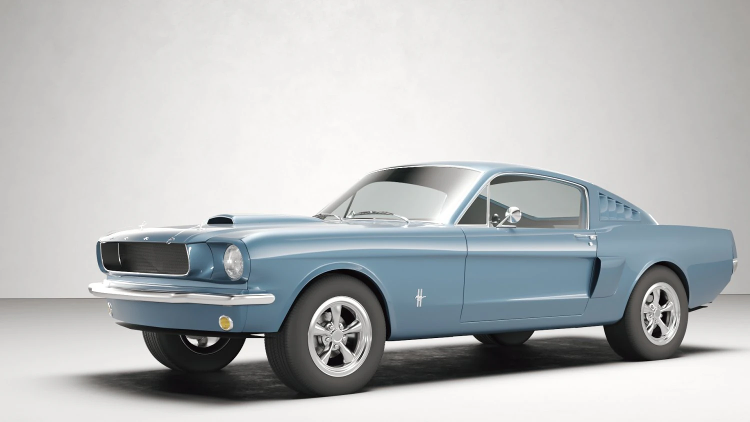 Muscle car Mustang Fastback 1965 3D Model .c4d .max .obj .3ds .fbx .stl .blend
