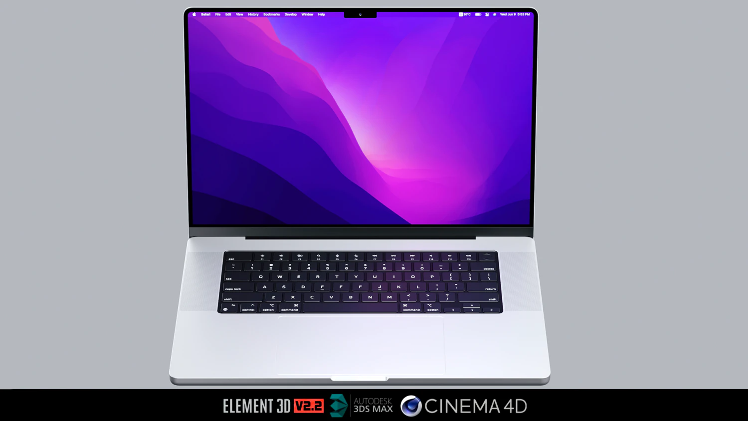 Apple Macbook Pro 16-inch 2021 3D Model .c4d .max .obj .3ds .fbx .stl .blend