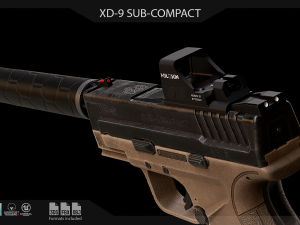 XD-9 Sub Compact Pistol 3D Model