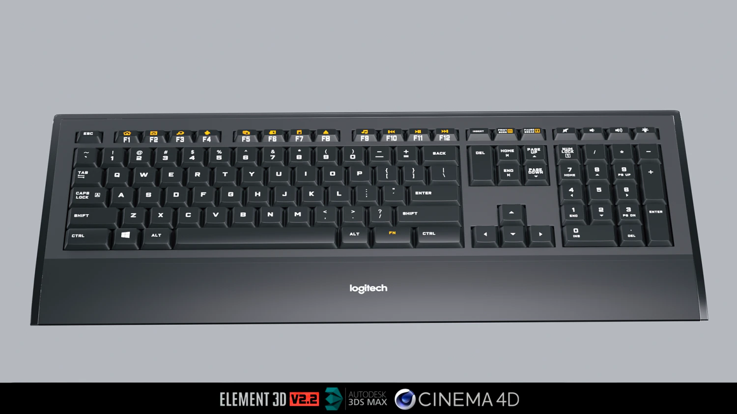 Logitech K740 3D Model .c4d .max .obj .3ds .fbx .stl .blend 