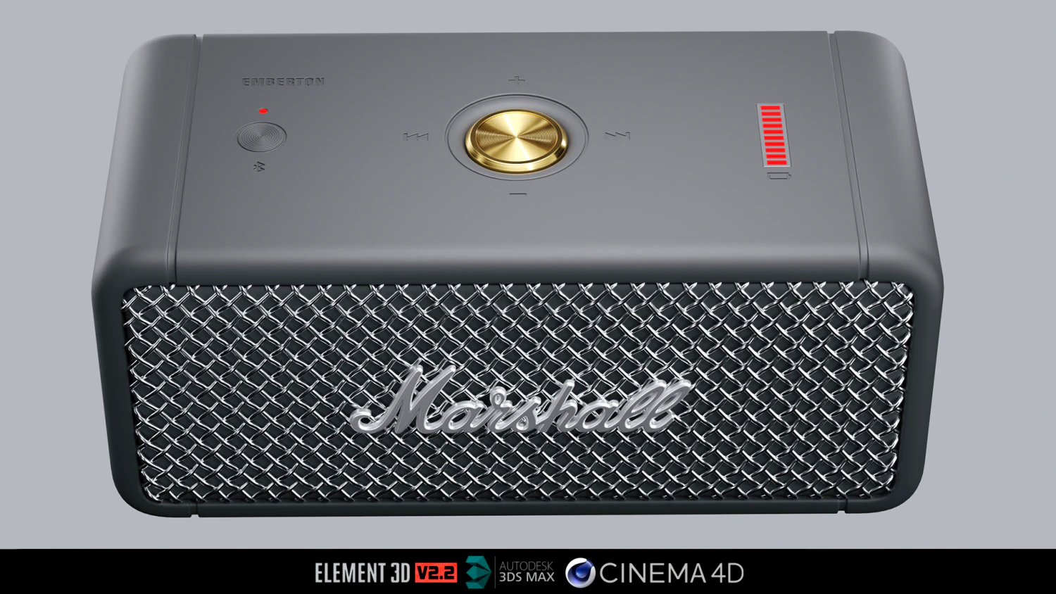 Marshall Emberton Portable Bluetooth Speaker 3D Model .c4d .max .obj .3ds .fbx .stl .blend