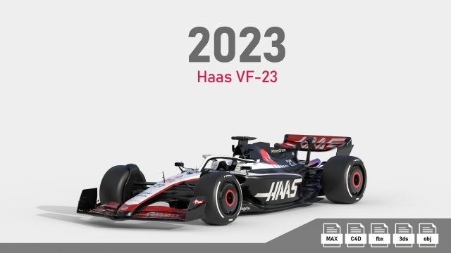 F1 Haas VF-23 2023 3D 모델 .c4d .max .obj .3ds .fbx .stl .blend 