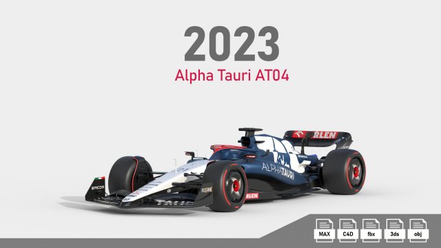 F1 Alpha Tauri AT04 2023 3D 모델 .c4d .max .obj .3ds .fbx .stl .blend 