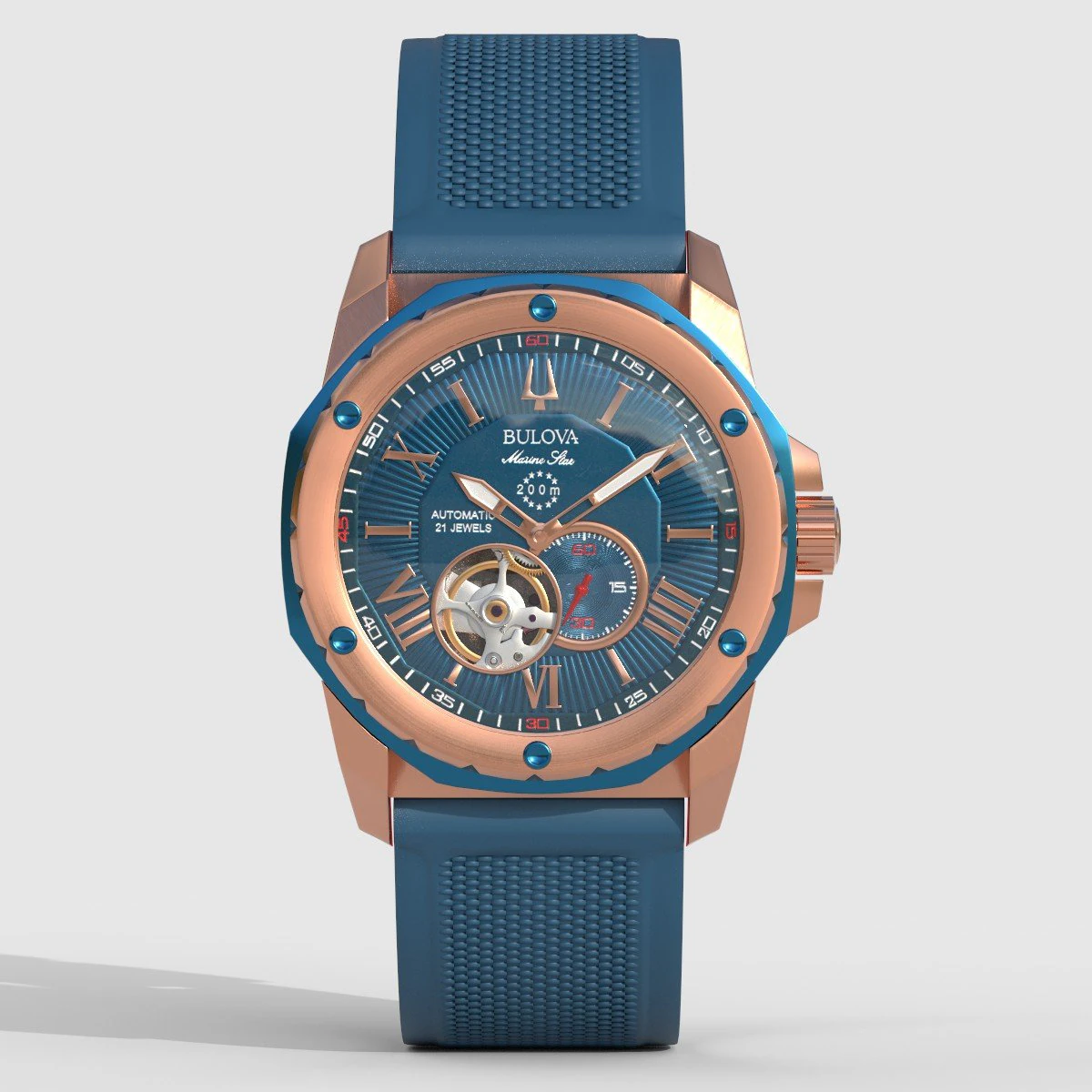 Bulova Marine Star Blue 3D Model .c4d .max .obj .3ds .fbx .stl .blend 