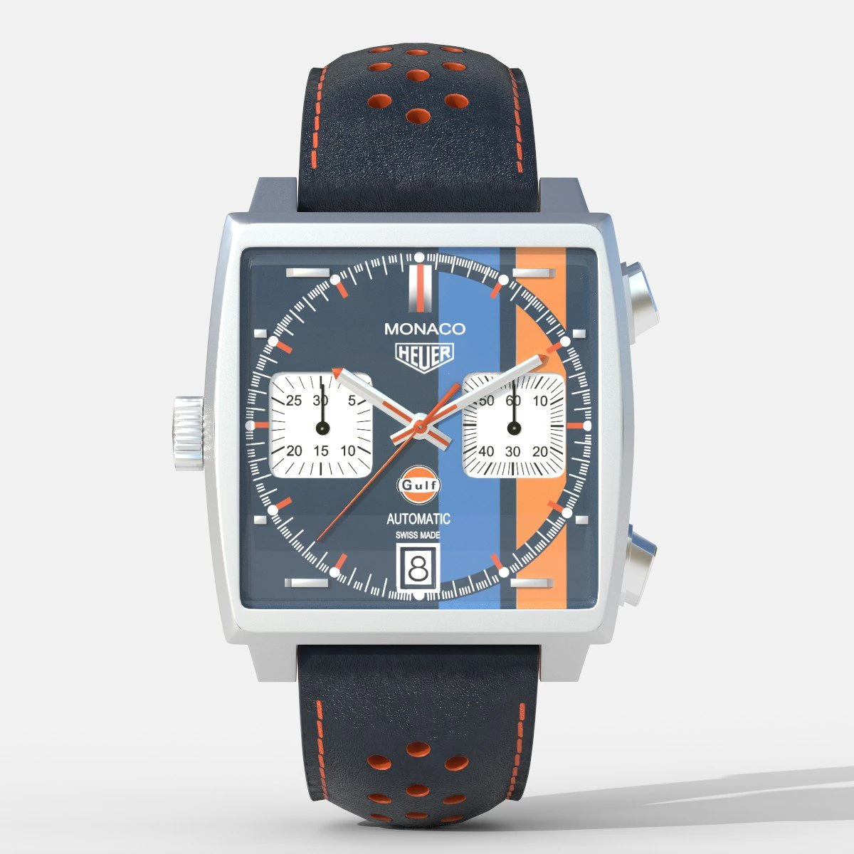 Tag Heuer Monaco X GULF 3D Model .c4d .max .obj .3ds .fbx .stl .blend 