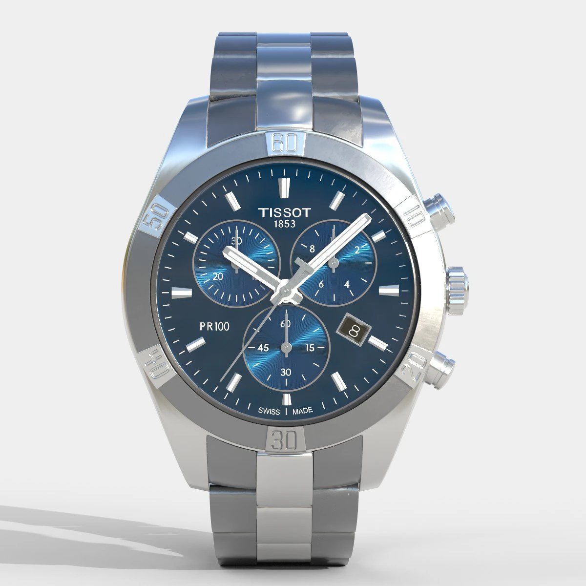 Tissot PR 100 Sport Chic Strap 3D Model .c4d .max .obj .3ds .fbx .stl .blend 