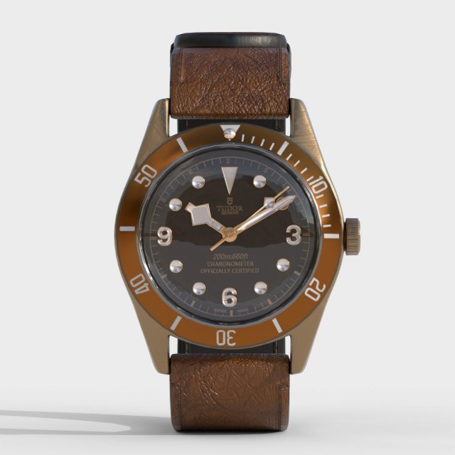 Tudor Heritage Black Bay Bronze 3D 모델 .c4d .max .obj .3ds .fbx .stl .blend 