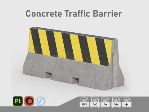 Concrete Traffic Barrier 3D Модель