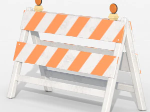 Wood Traffic Barrier 3D Model