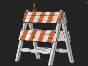 Wood Traffic Barrier 3D Model