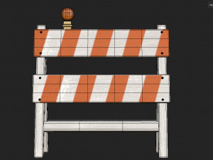 Wood Traffic Barrier 3D Model