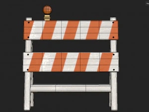 Wood Traffic Barrier 3D Model