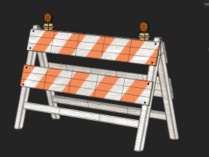 Wood Traffic Barrier 3D Model