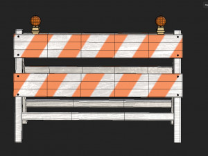 Wood Traffic Barrier 3D Model