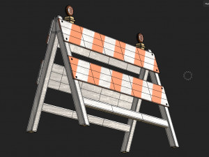 Wood Traffic Barrier 3D Model