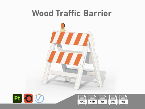 Wood Traffic Barrier 3D Модель