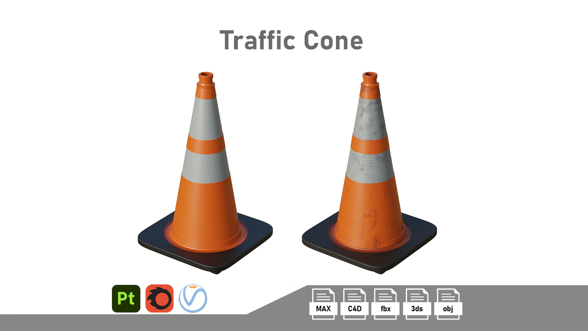 Traffic Cone 3D Model .c4d .max .obj .3ds .fbx .stl .blend 