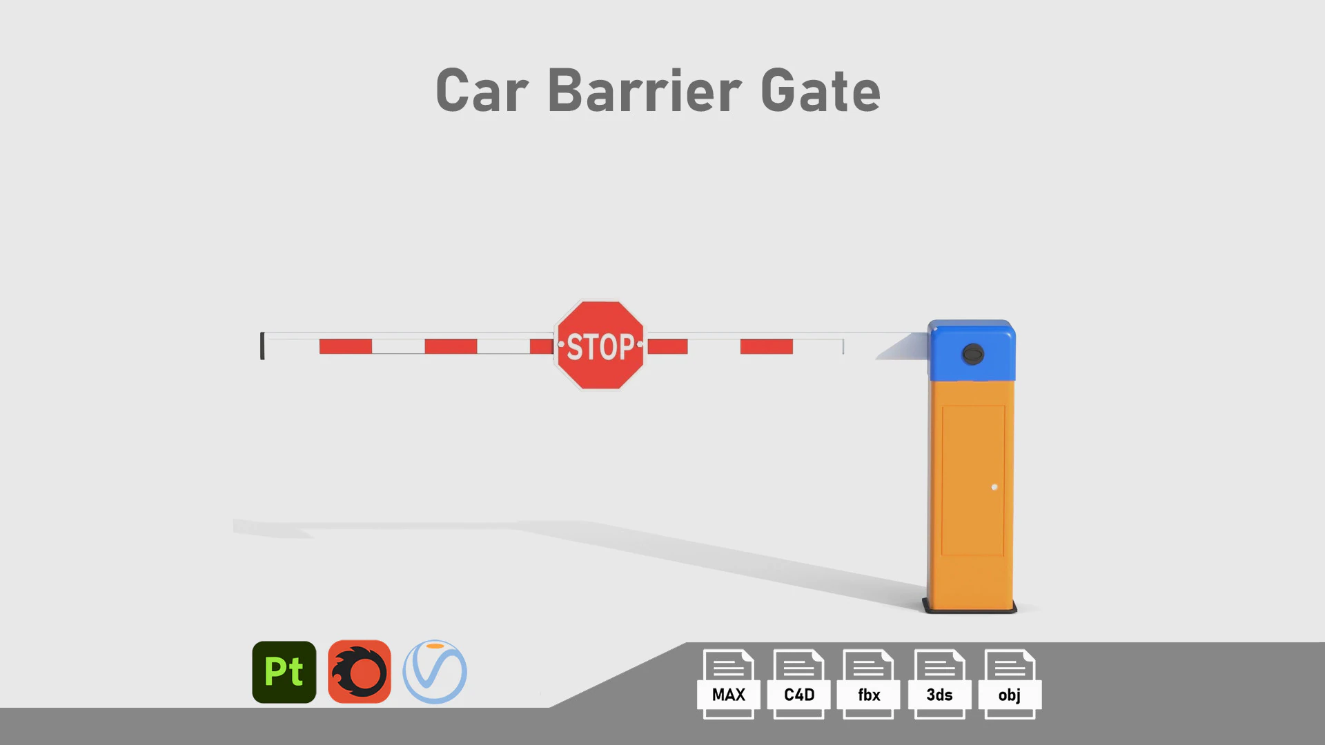 Car Barrier Gate 3D Model .c4d .max .obj .3ds .fbx .stl .blend 