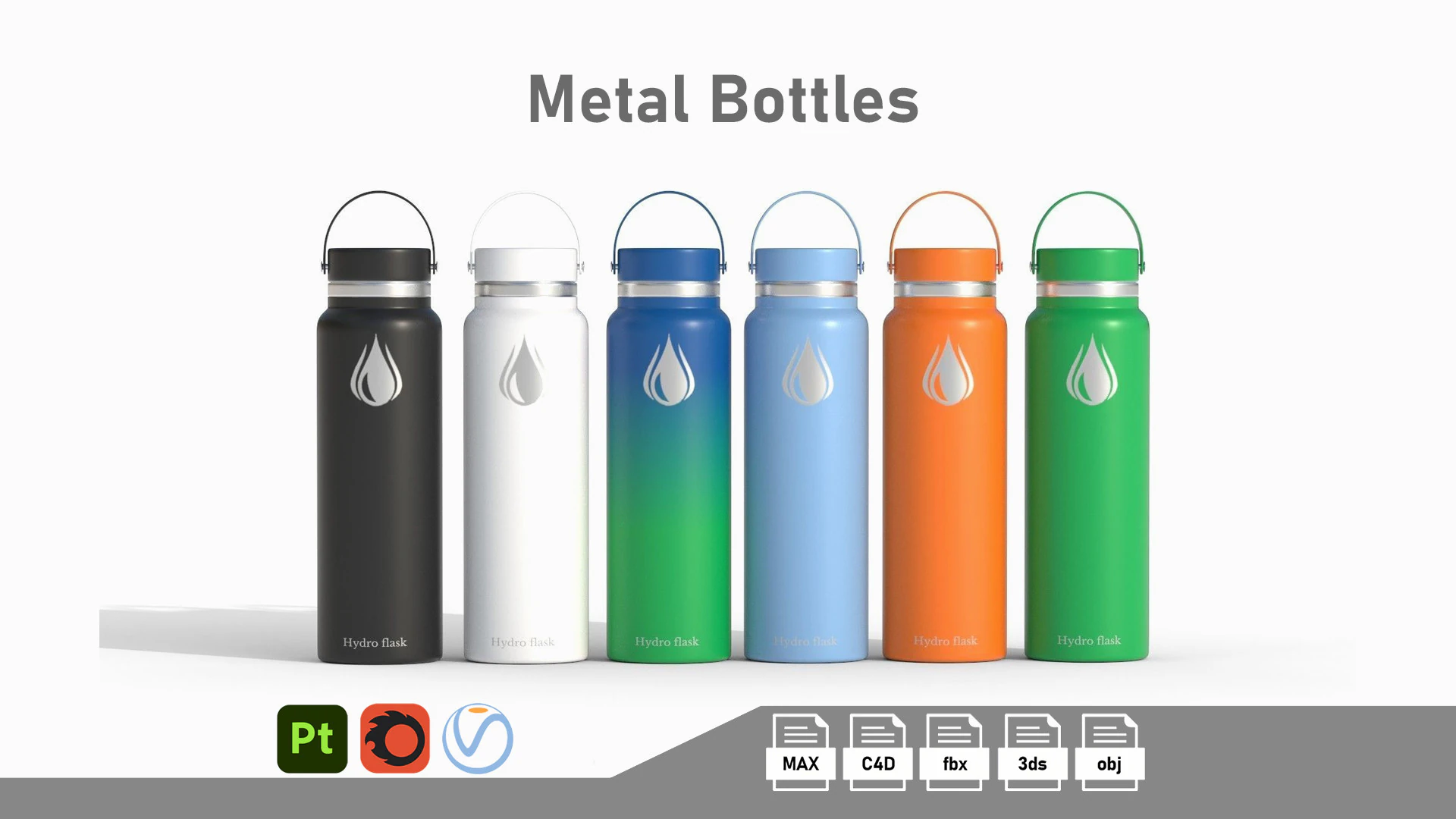 Hydrosquad Bottles Collection 3D Model .c4d .max .obj .3ds .fbx .stl .blend