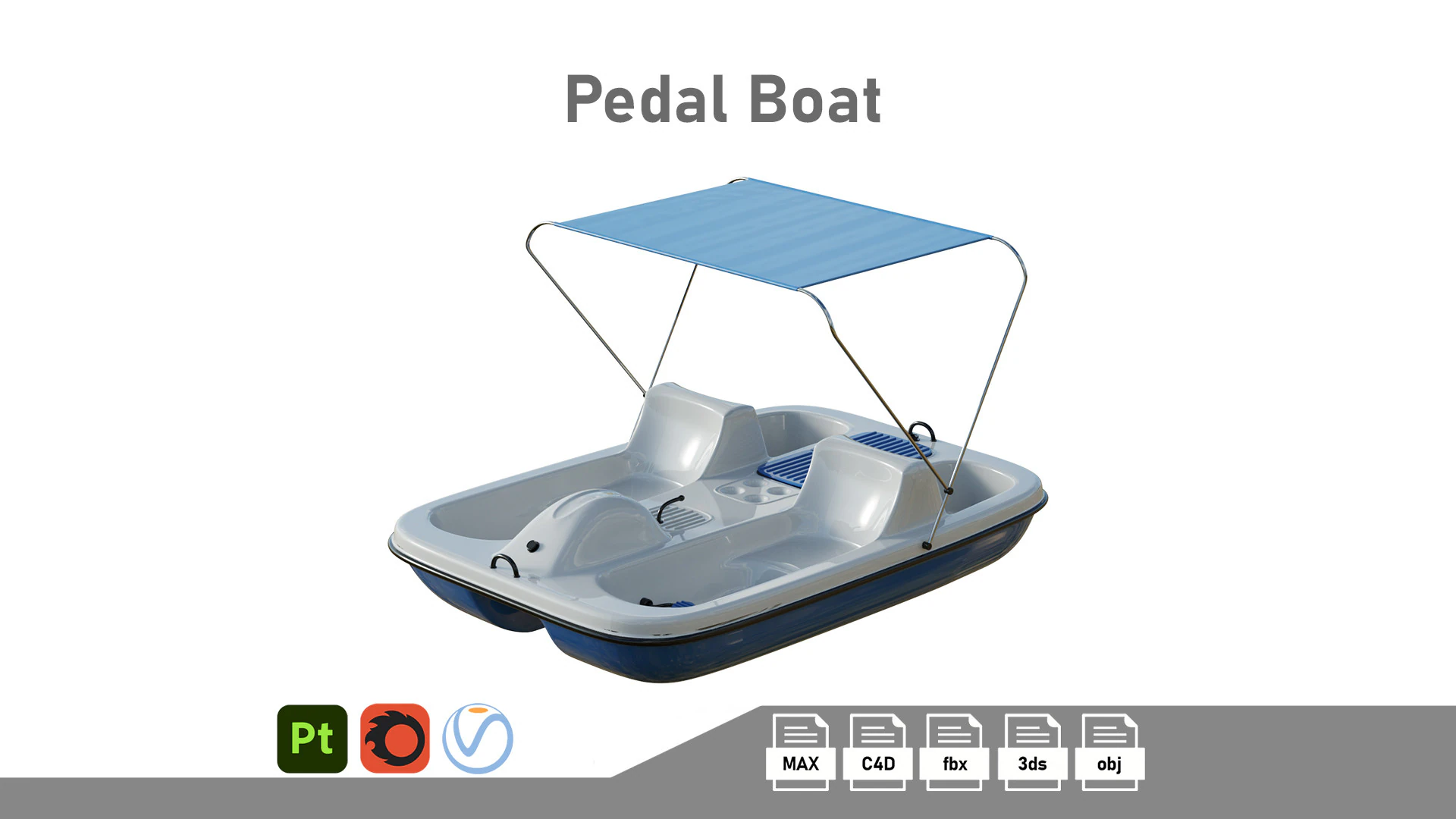 Aquanaut Pedal Boat 3D Model .c4d .max .obj .3ds .fbx .stl .blend 