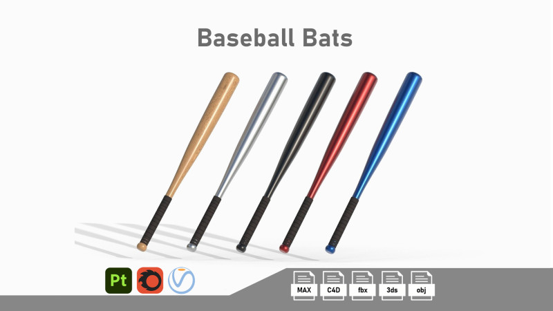 Baseball Bat Collection Modelo 3D .c4d .max .obj .3ds .fbx .stl .blend 