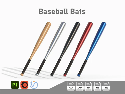 बेसबॉल बैट संग्रह 3D मॉडल