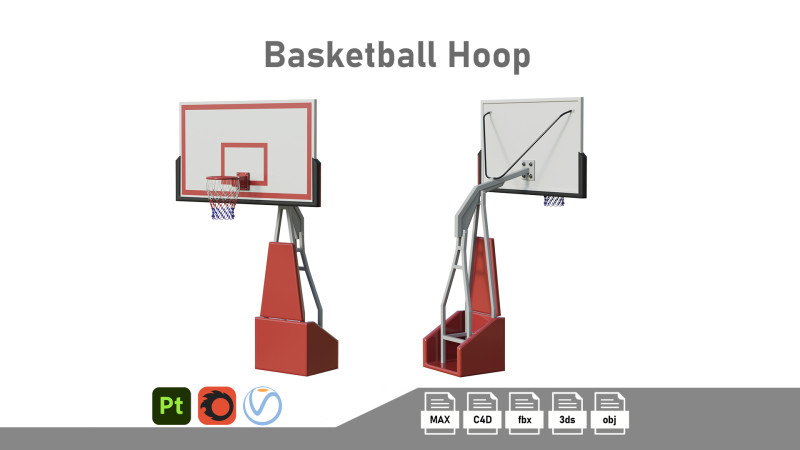Basketball Hoop 3D Model .c4d .max .obj .3ds .fbx .stl .blend 