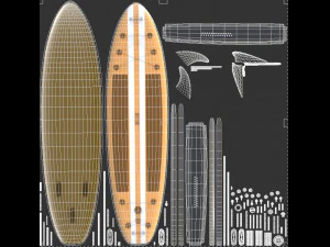 Paddle Board 4 Colors Collection 3D Model