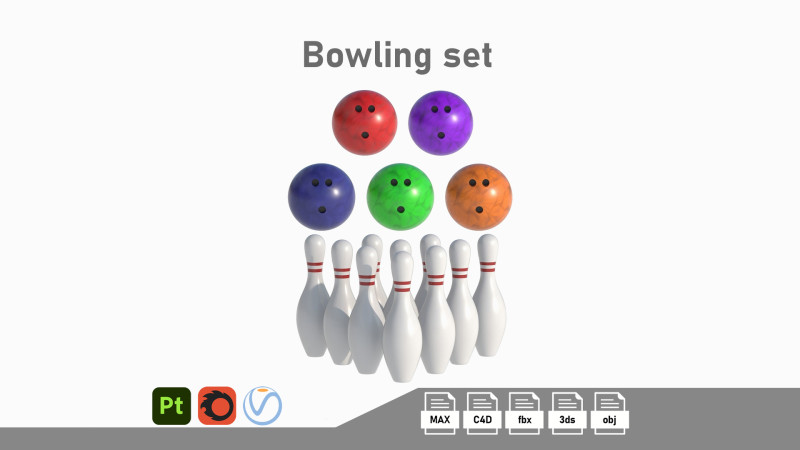 Bowling Collection 3D Модель .c4d .max .obj .3ds .fbx .stl .blend 