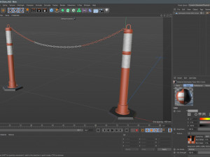 Delineator Posts With Chain 3D Model