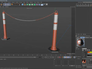 Delineator Posts With Chain 3D Model