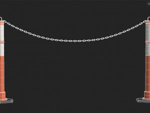 Delineator Posts With Chain 3D Model