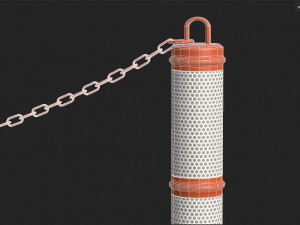 Delineator Posts With Chain 3D Model