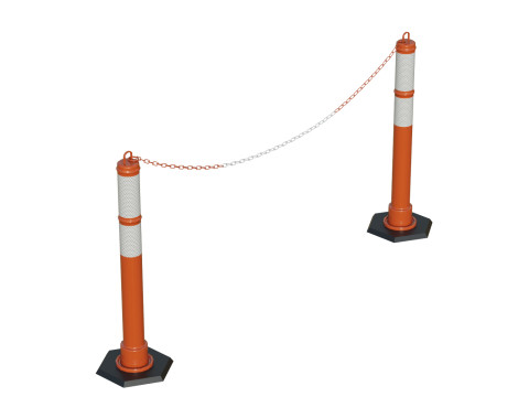 Delineator Posts With Chain 3D Model