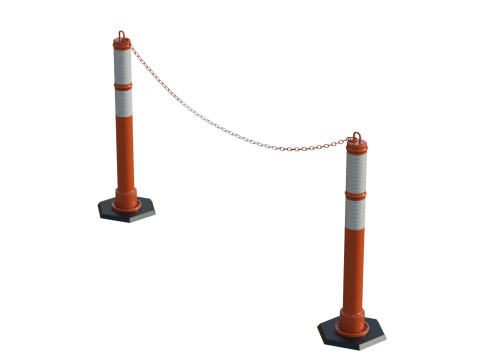 Delineator Posts With Chain 3D Model