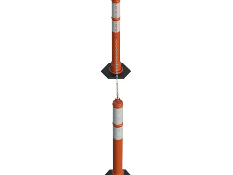Delineator Posts With Chain 3D Model