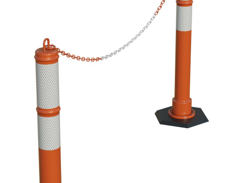 Delineator Posts With Chain 3D Model