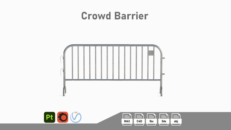 Crowd Barrier 3D Модель .c4d .max .obj .3ds .fbx .stl .blend 
