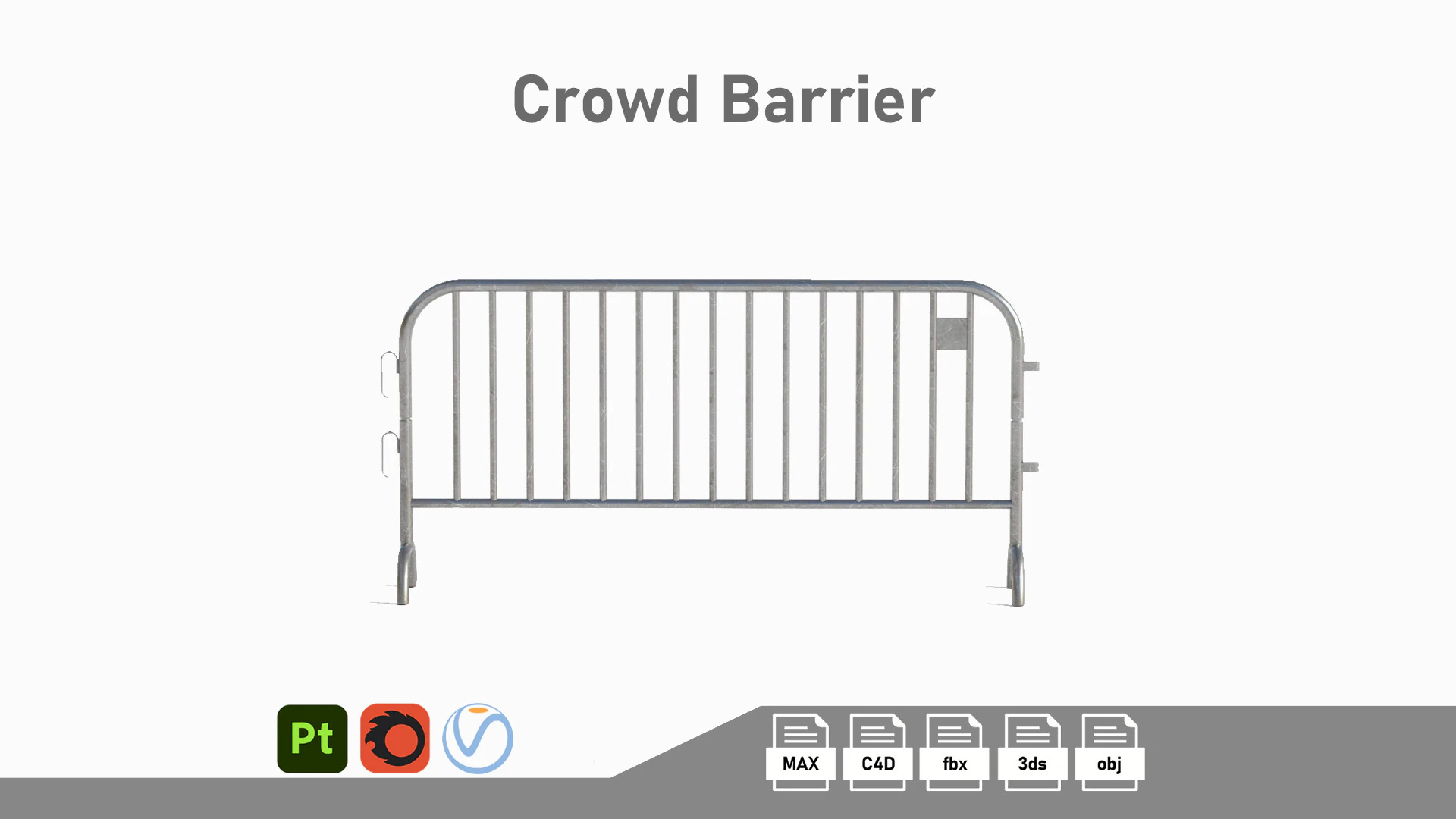 Crowd Barrier 3D Model .c4d .max .obj .3ds .fbx .stl .blend 