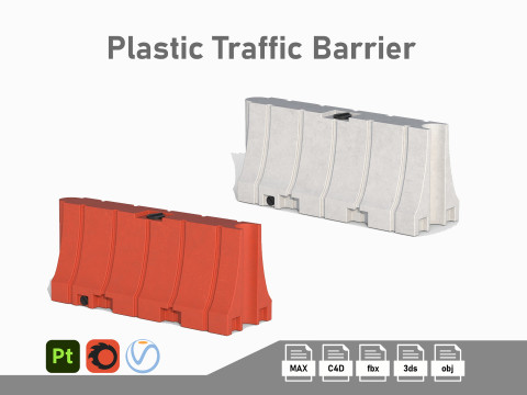 Plastic Traffic Barrier 3D Модель