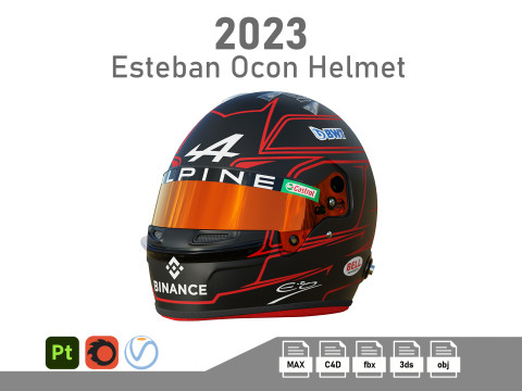 F1 Esteban Ocon Helmet 2023 3Dモデル